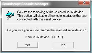 Remove button Clicking the Remove button when a device is selected opens a dialogue box where the removal of that device