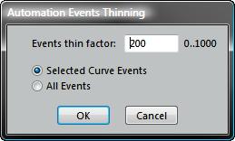 Automation Events Thinning tool [Ctrl]+[Shift]+[F] Automation stepped events as defined in the previous section do not require thinning, because they are generated one by one exactly as required.