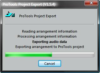 Choose the Destination in the Windows File Browser and give the Session a name... Click Save. The Export will start and a Progress Window appears until the export is finished.