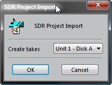 The SDR Project Import option can be used to locate, select and import an SDR Project (Mackie SDR/MDR/HDR24/96 format) stored on any PC logical drive. Click Open.