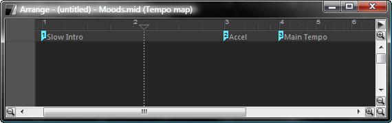 Tempo Maps With Open Tempo map you can locate and select a standard MIDI file stored on the PC to import its tempo map information into the Arrangement.