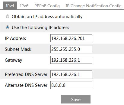 4.5 Network Configuration 4.5.1 TCP/IP Go to Config Network TCP/IP interface as shown below. There are two ways for network connection.