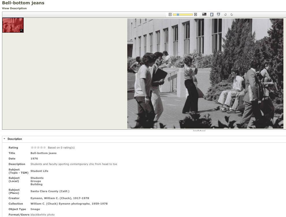 An item from a collection An item page includes both the image and information about it Zoom for detail Metadata Within the collections, the image of each item can be examined as a