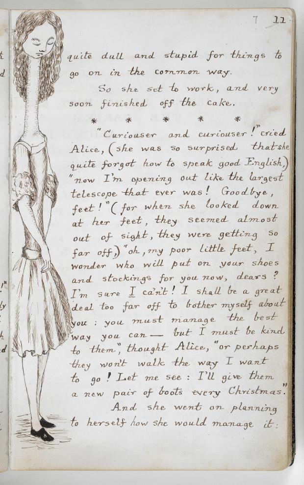 A page from the original manuscript given to Alice Liddell by Lewis Carroll Image Credit: Lewis Carroll
