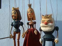 Marionette puppeteers move these strings (using the weight pieces of the puppet attached to each string and gravity) to bring the characters to life.