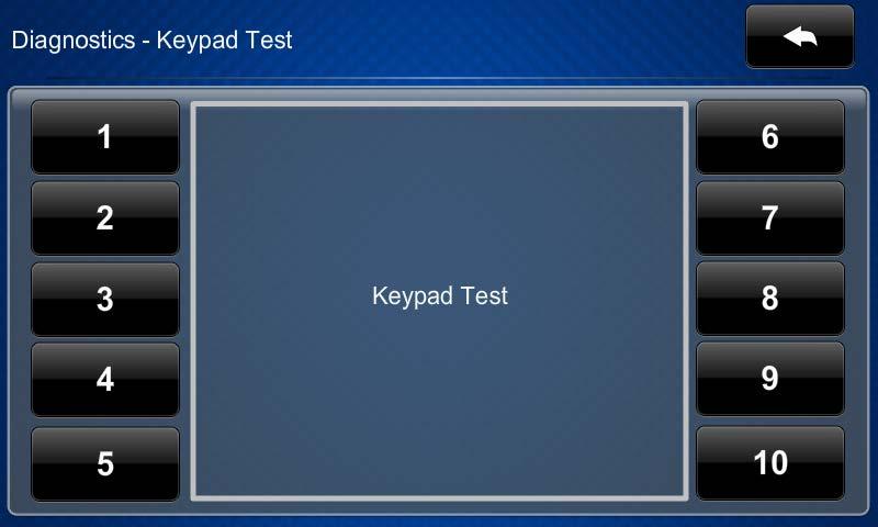 The test screens are explained in the sections that follow. Keypad Test On the Diagnostics screen, tap Keypad Test to display the Diagnostics - Keypad Test screen.