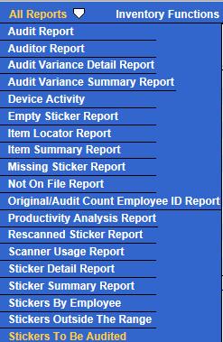 View Reports Screenshot of All Reports Dropdown Viewed from Inventory Overview 26 Have