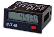 Electronic hour meters, LCD display - 1/32 DIN 24x mm Eaton Durant Catalogue Weight Type number kg/each 1/32 DIN format, hours/minutes, NPN input LCD, 8 digits E5-224-C0440 0,08 1/32 DIN format,