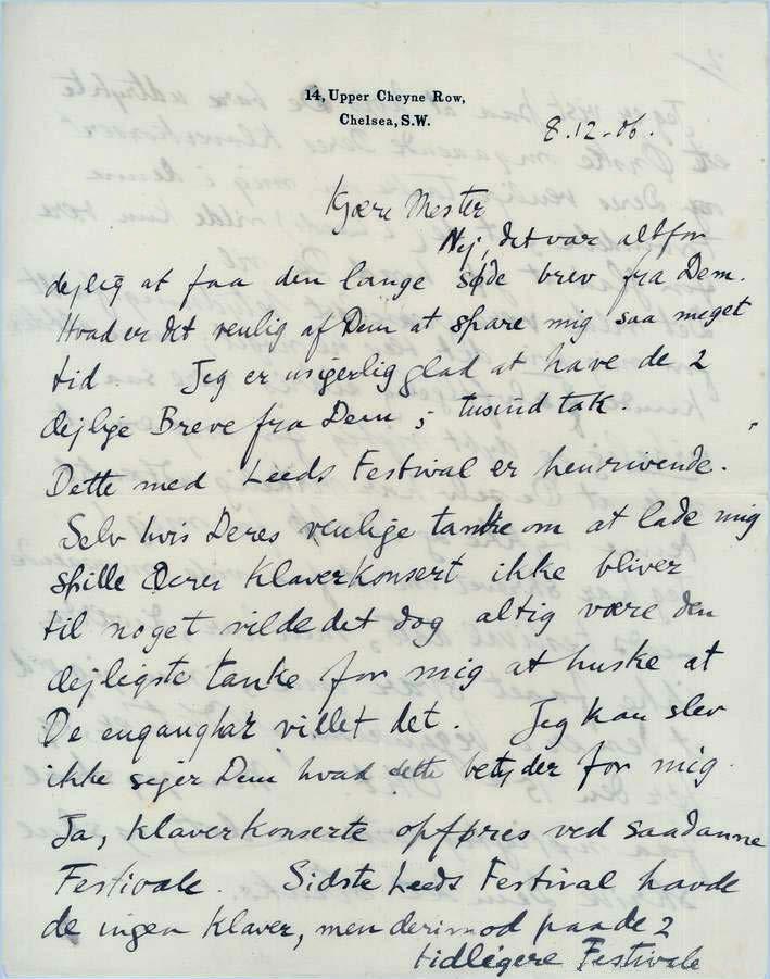 Extracts from Percy Grainger s letter to Edvard Grieg 8 December 1906 Dear Master, No, it was all too lovely to get the long sweet letter from you. How kind it is of you to spare me so much time.