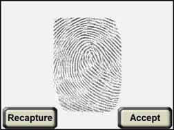 How to use the HIIDE Device The Fingerprint Confirmation Screen Following a successful fingerprint enrollment capture the HIIDE displays a confirmation screen (see Figure 27) for you to verify that