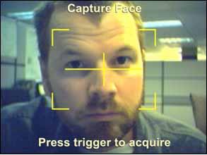 How to use the HIIDE Device Figure 30. Capture Screen Showing Crosshairs The HIIDE is 3-to-4 feet from the face: Position the camera at the optimal capture distance, 3-to-4 feet from the face.