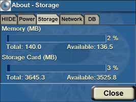 b. Also, refer to Charging the HIIDE and Checking the Power Status on page 56. About Storage Pressing the Storage tab will enter the about About - Storage screen (see Figure 56).
