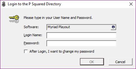 The following walkthroughs will guide you through these tasks. Logging into & out of Myriad Playout Myriad Playout includes a simple user security system based on a login name and password.