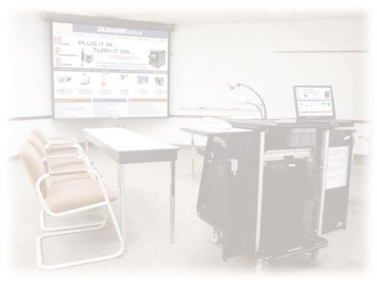 The Dukane Mobile Presentation System (MPS) is a fully integrated audio visual solution for schools, training centers, or businesses that are looking for portable