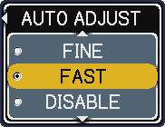 PHASE will be set to the default value if the automatic adjustment function is executed. FINE ó FAST ó DISABLE SERVICE (continued) (continued on next page) FINE: Finer tuning including H.