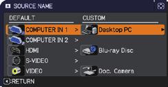 Right side of the menu is blank until a name is specified. (3) Select an icon you would like to assign to the port in the SOURCE NAME dialog.
