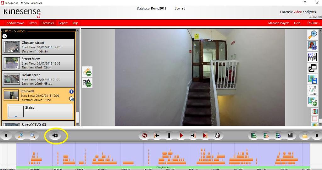 Figure 4 Audio cue and playback ability The specially designed Kinesense screen capture tool enables audio import and synchronisation to the video, as