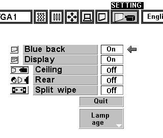 SETTING SETTING MENU Press the MENU button and the ON-SCREEN MENU will appear. Press the POINT LEFT/RIGHT buttons to select SETTING and press the SELECT button.