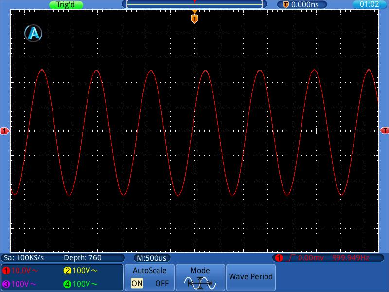 5.Advanced User Guidebook 4. Select Wave Period in the bottom menu, select in the right menu, shown as Figure 5-14. Note: Figure 5-14 Autoscale Horizontal-Vertical multi-period waveforms 1.