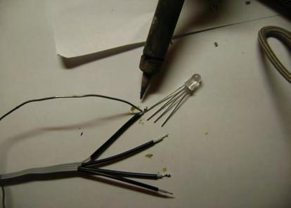 Step 16 - Solder the RGB led Solder every wire from #step 15 with RGB