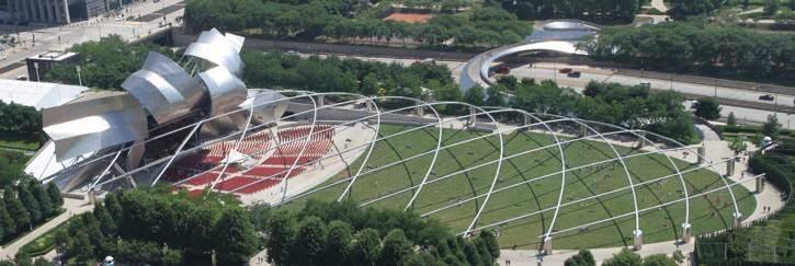Jay Pritzker Pavilion No Roof or Side Walls Maintains the Tradition of open air concerts under the stars with
