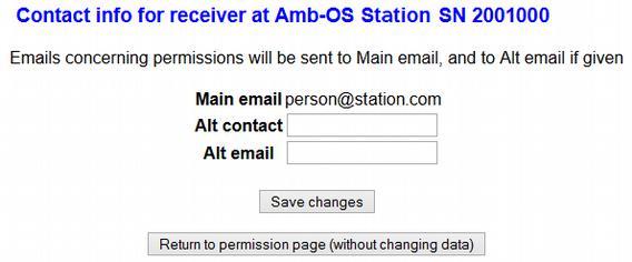 After adding additional contact information, click on Save changes. To return to the permission page without making any changes, click on Return to permission page (without changing data).