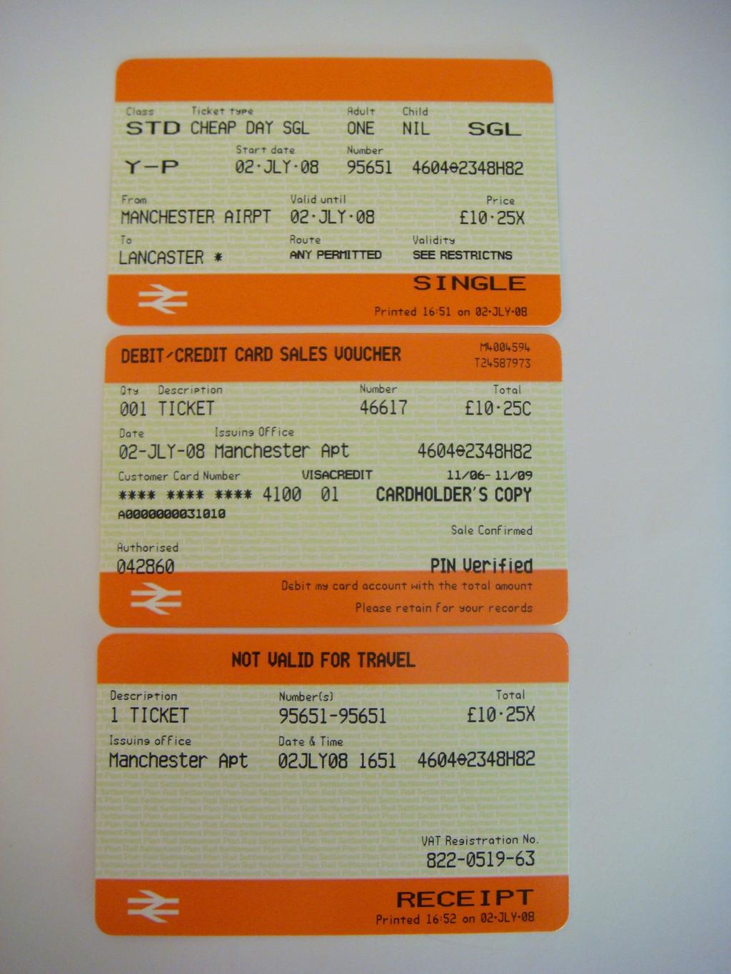 Figure 2: Train ticket (Manchester
