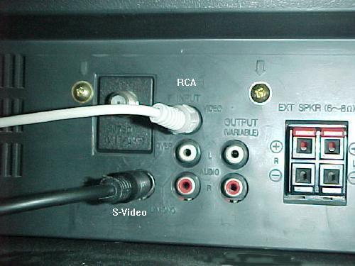 If your TV, VCR, or camcorder uses either the "RCA" or "S-VHS" connectors, you MUST select which input you want to use. FOR EXAMPLE: Your TV has an "RCA" style VIDEO IN connector.
