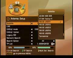 Settings and Operations 3. Select correct name of Satellite. If there is no proper satellite name listed in the item, choose one among USER1 ~ USER 5. 4.