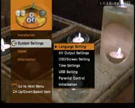 Settings and Operations 4.4 System Settings From these menus you can select System Setting on the Main Menu.