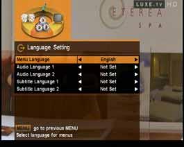 Menu Language For menu language selection, select desired language from Menu Language of system Settings.