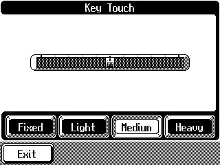 At the Piano Customize screen (p. 142), touch <Key Touch>. The following screen will appear. fig.08-04.eps 2. Touch the <Standard>, <Advanced>, or <Demo> icon to choose the type of resonant sound.