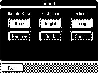 Chapter 8 Changing Various Settings Fine Adjustment of the Piano Tone You can make more detailed adjustments to the piano s tone. 1. At the Piano Customize screen (p. 142), touch <Sound>.