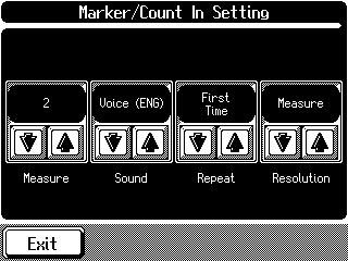 Chapter 8 Changing Various Settings Changing the Settings for the Marker and the Count Sound You can set markers at points within measures and change the sound used with the CountIn feature.