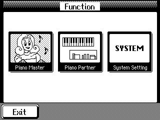 Playing the Keyboard Practicing a Song Using Music Files (Piano Master) fig.q1-12 Now, let s have some fun practicing using the song data on the Data Disk included with the KF-90.