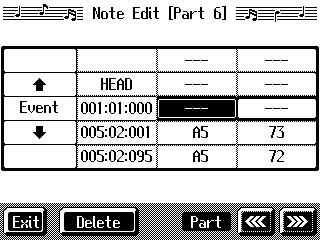 Chapter 6 Creating and Editing Songs Exchanging Parts (Part Exchange) You can exchange the notes recorded for a particular part with the notes recorded for another part.