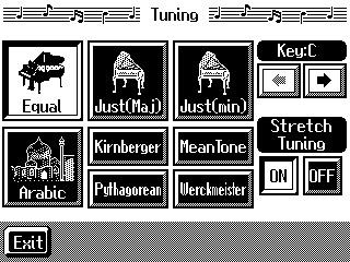 Chapter 8 Various Settings Changing the Tuning (Tuning) Choosing the Tuning You can play classical styles such as Baroque using historic temperaments (tuning methods).