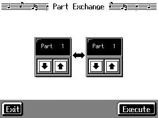 Chapter 6 Creating and Editing Songs Exchanging Parts (Part Exchange) You can exchange the notes recorded for a particular part with the notes recorded for another part.