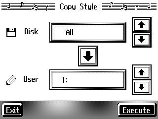 Chapter 7 Creating Music Styles Copying Styles on Disks to the User Memory You can take User Styles saved on floppy disks and copy them to user memory.