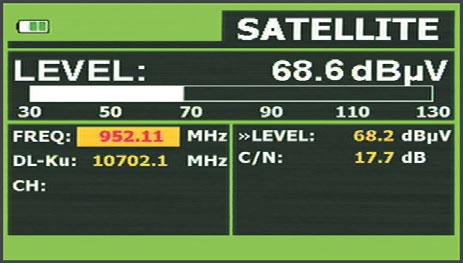 C/N Digital cable (DVB-C) measurements One of the measurements can be selected as a preferred and then it will be highlighted and a graphic bar for