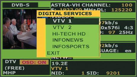 Video Stream type, bitrate, profile&level, frame size, aspect ratio, frequency, video PID, transmitter ID Complete details on the channel Type (TV, radio,