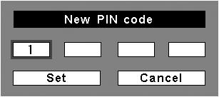 Setting Change the PIN code The PIN code can be changed to your desired four-digit number. Press the Point d buttons to select PIN code change and press the SELECT button.