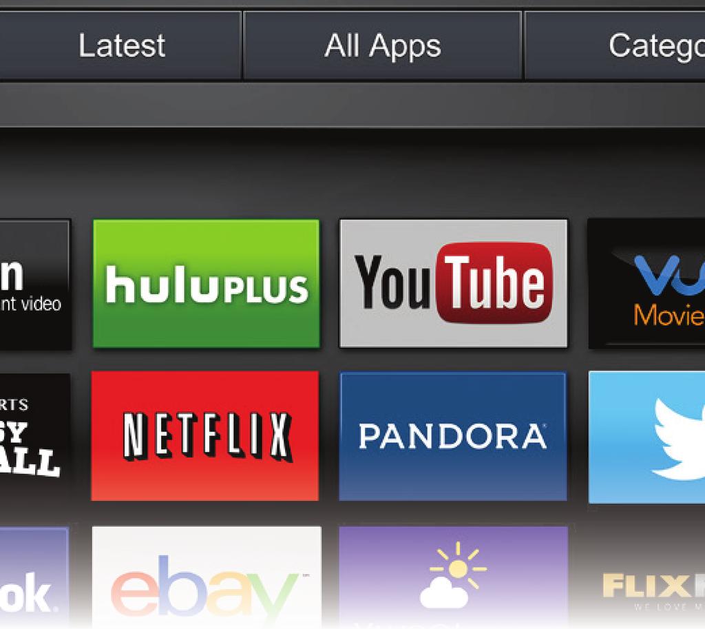Apps with a small lock icon in the right-hand corner cannot be deleted. The following tabs are located at the top of your Fullscreen V.I.A. Plus Apps Window: My Apps: Displays apps that are installed on your TV.