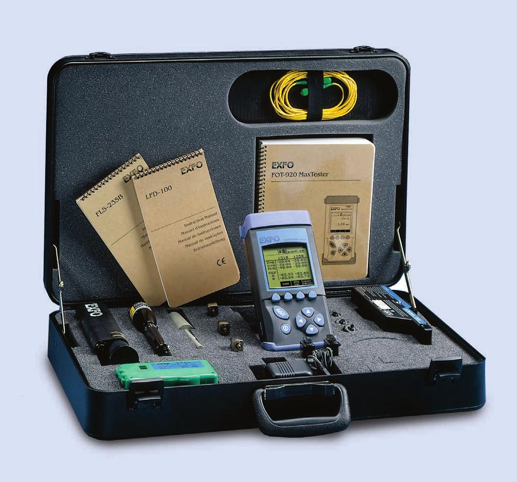 The Complete Test Kit Solution The FOT-920 MaxTester is part of EXFO's Test Kit series for all users of test and measurement instruments.