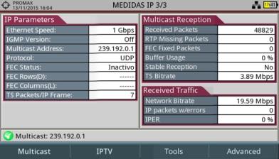 0 PID 1001 Multicast: 239.192.0.1 Multicast 1/3 Type Format 48 khz spa Multicast 239.