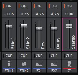 Click to select the fader (it turns pink when selected) and then use the mouse wheel to adjust the level. Click again to specify a value using your computer's keyboard.