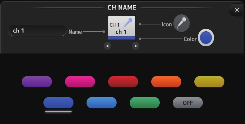 The available categories vary depending on the type of channel. 4 Channel icon list Click to apply the channel icon. You can drag this area up and down to display all of the available icons.