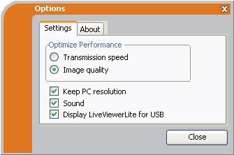 USB Display(Windows computer) (continued) Options window Presentation tools If you select the Option button on the Floating menu, the Options window is displayed.