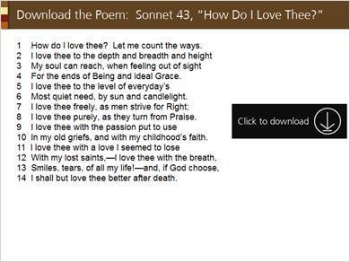 1.9 Download the Poem: Sonnet 43, How Do I Love Thee?