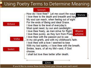 1.10 Using Poetry Terms to Determine Meaning Let s take a closer look at this sonnet. This sonnet has one stanza and fourteen lines.